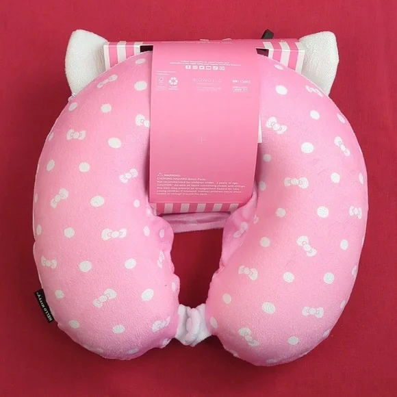 Hello Kitty Pink and White Hooded Neck Pillow Memory Foam - Picture 9 of 12